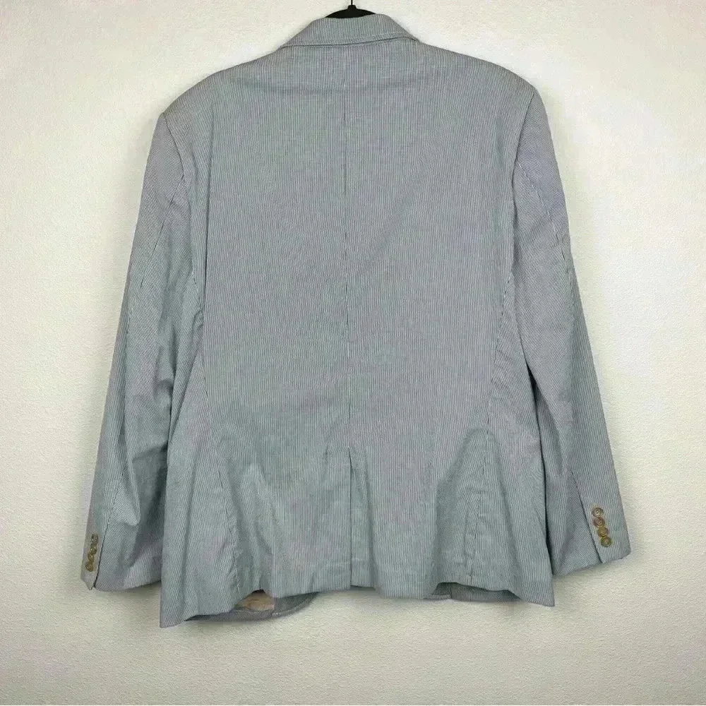 J.CREW Men's Large Pinstripe Unconstructed Ludlow Oxford Sport Coat Blazer Two B